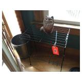 Metal stand, cat decorator & trash can