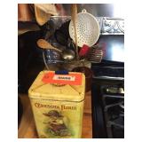 Flour tin, kitchen related items