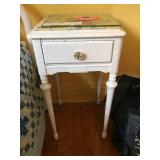 White end table with single drawer. 16"x16"x29"