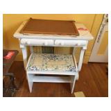 2 drawer desk & bench painted white. 34"x19"x30"