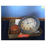 Clock, candle & assorted