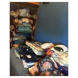 Sheets & assorted in built in cabinet.