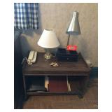 Cart on wheels, lamps, telephone & assorted