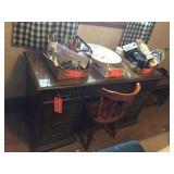 Double pedestal knee hole desk & chair.