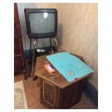 Hexagon shaped lamp table with storage, tv &