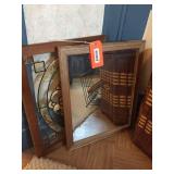 Framed mirror & leaded glass window. 18"x23"