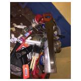 Vise, drill, saw & assorted