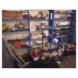 Hall bowls & assorted on shelving in basement.