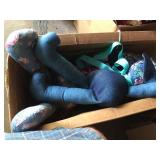 Box of cloth rabbits & assorted