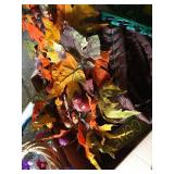 Box of assorted fall decorations