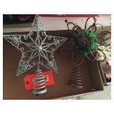 Silver star tree topper, brown tree topper