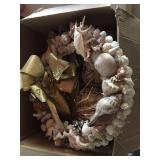 Seashell wreath, seashell covered boxes &