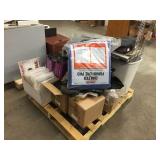 Pallet w/furniture pad, helmets, ATV tank bag,