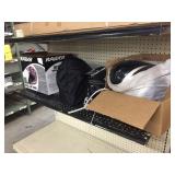 Asst size helmets on shelf