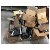 Pallet w/fan, casters, ski dollies, asst