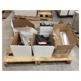 Pallet of wall brackets, ski dolly, asst