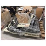 Pallet w/hangers, metal shelving, chrome racking