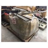 Pallet of chrom retail racking parts, helmet stand