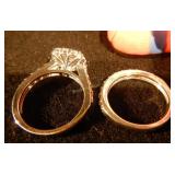 2 Piece Steling and CZ  Cocktail ring set