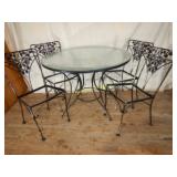 Outdoor 4 Chairs & Metal Table with Glass Top