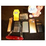 Misc. Lighters and Knife  Sunflower  Zippo etc