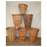 Six Vintage Fruit Baskets With Wood Bottoms