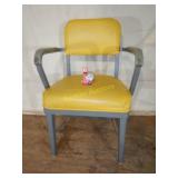 MCM Yellow Naugahide and Metal Arm Chair