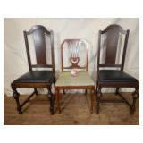 2 William & Mary Style Oak Chairs & 1 Boudior