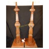 Pair Oak Mule Posts 36" High
