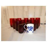 Red Glasses & White / Blue Mug