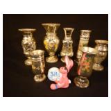 Collection of Victorian Mercury Glass Etched Vases