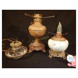 Brass Lamp Em & Co. Decorated Fount, Bracket Lamp