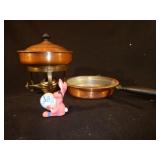 Two Copper Pots & stand