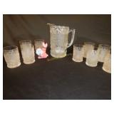 Festoon Pitcher & Glasses EAPG Glass