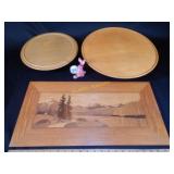 Wood Inlay Picture, &  MCM Lazy susan Lot