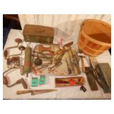 Drills Locks Augers, large tool lot