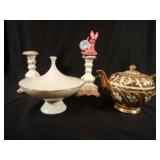 LENOX Covered Bowl Sadler Teapot & Candlesticks