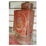 Tin Lantern, Red & Amber Glass