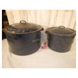 Two Large Agate Canning Pots Crab