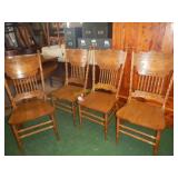 Set of 4 Oak pressed back Chairs