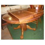 48" Solid Oak Claw foot Table with Leaves