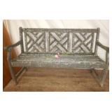 Teak Outdoor Bench Moss covered