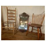 Early Windsor Chair S. Pugh Chippendale Mirror Lad