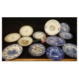 Flow Blue, Fox Hunting, Peter Rabbit Plate Lot