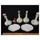 Water Bottles Milkglass & Trays