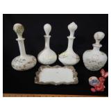 Milkglass Tray & Dresser Bottles