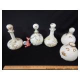 4 Milkglass Decanter Bottles