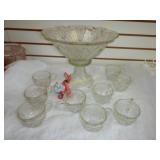 Punch Bowl on Stand and Cups
