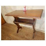 Walnut Lamp Table with Bookshelf