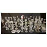 Very Large Lot Leaded Glass Candlesticks
